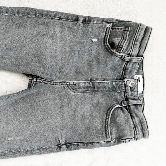 ZARA Gray High Rise Distressed Skinny Ankle Jeans - Picture 8 of 12